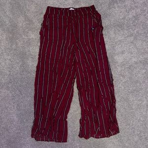 flowy red black and white striped pants